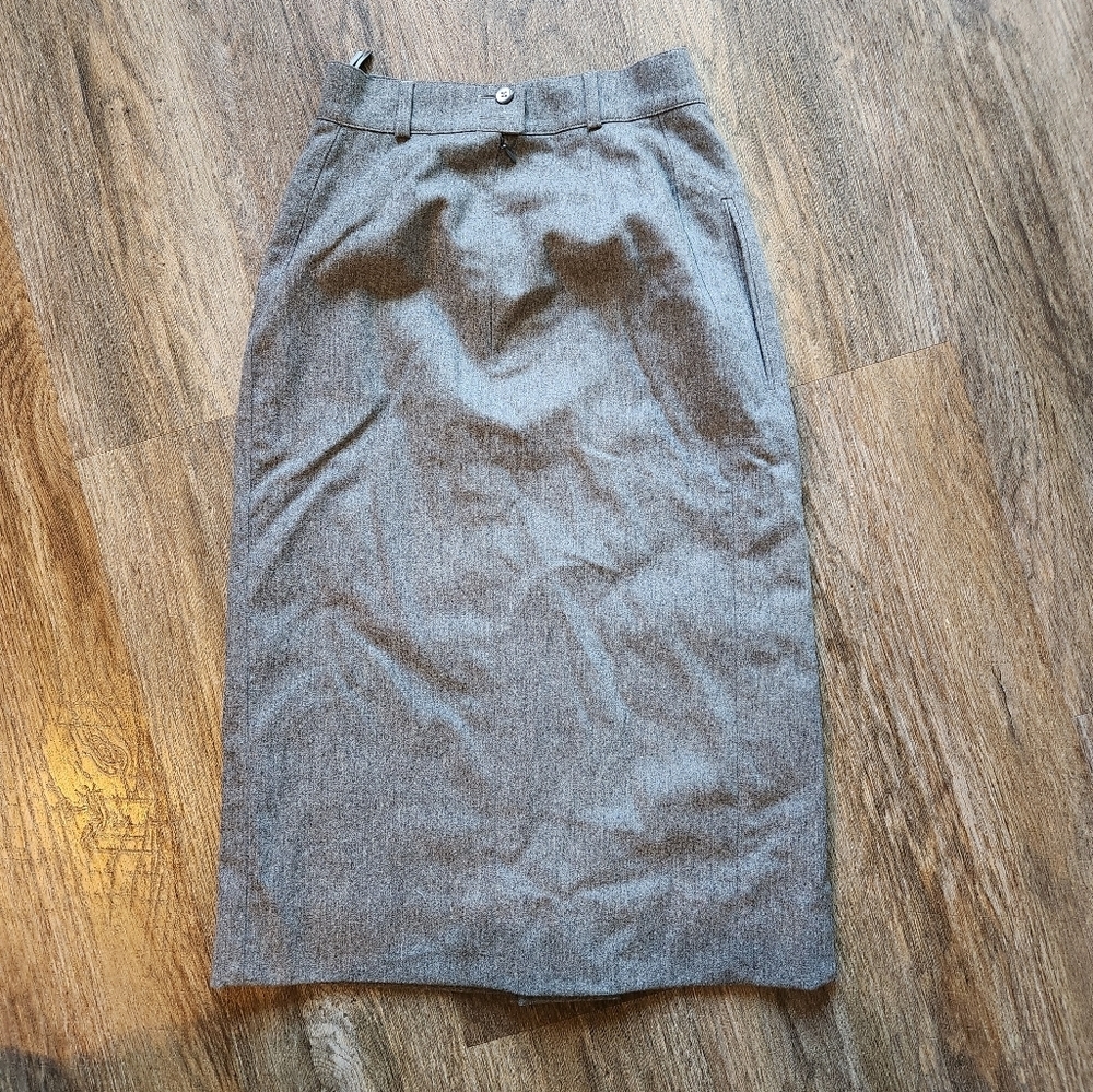 Escada Vintage Bergdorfs Gray Women's Wool Pencil Skirt Sz 34